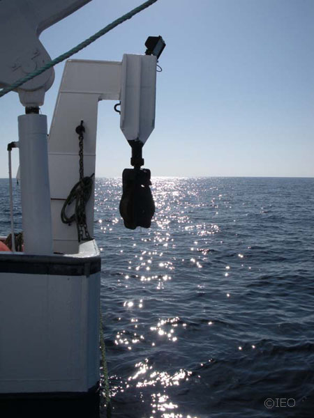 El sol decayendo por estribor del B/O Emma Bardan, cuando nos encontramos navegando de regreso a puerto ©IEO