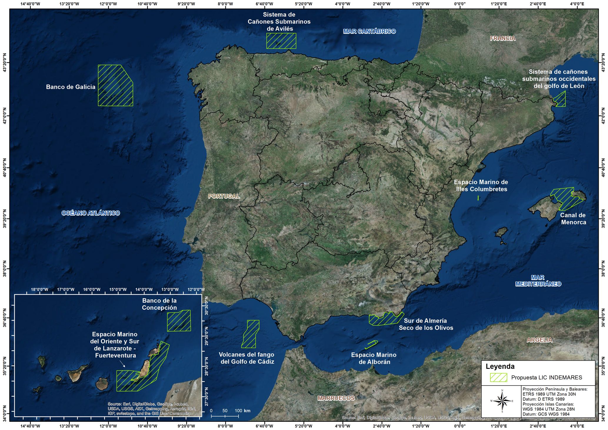 Mapa delimitación áreas INDEMARES