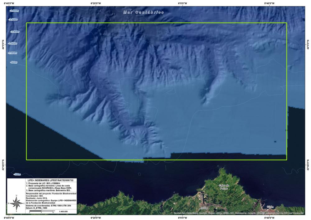Delimitación LIC Sistema de cañones submarinos de Avilés
