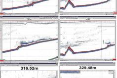 Composición de imágenes capturadas en la pantalla del ecosonda en el que podemos escrutar la morfología de la cumbre del diapiro y el posible volcán de fango Albolote ©IEO